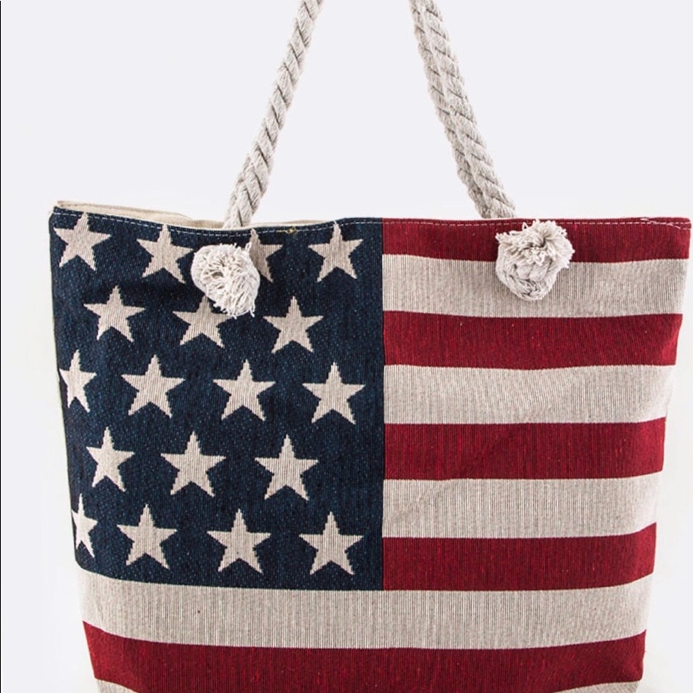 US Flag Canvas Tote
